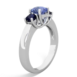 Tanzanite Three Stone Round Trellis 14K White Gold ring R4018