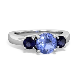 Tanzanite Three Stone Round Trellis 14K White Gold ring R4018