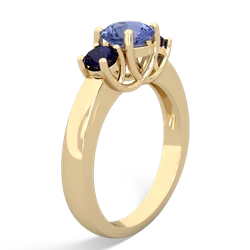 Tanzanite Three Stone Round Trellis 14K Yellow Gold ring R4018