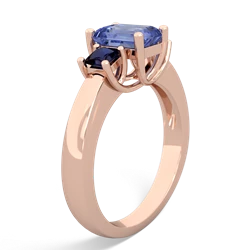 Tanzanite Three Stone Emerald-Cut Trellis 14K Rose Gold ring R4021