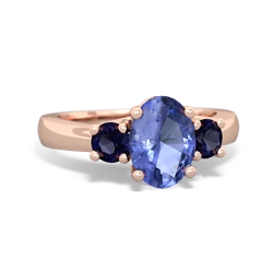 Tanzanite Three Stone Oval Trellis 14K Rose Gold ring R4024