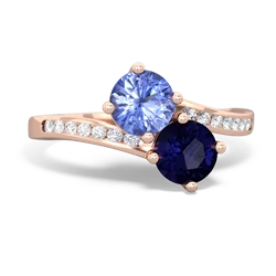 Tanzanite Channel Set Two Stone 14K Rose Gold ring R5303