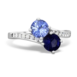 Tanzanite Channel Set Two Stone 14K White Gold ring R5303