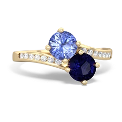 Tanzanite Channel Set Two Stone 14K Yellow Gold ring R5303