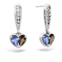 Tanzanite Filligree Heart 14K White Gold earrings E5070