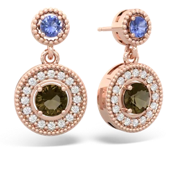 Tanzanite Halo Dangle 14K Rose Gold earrings E5319