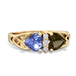 Tanzanite Celtic Knot Double Heart 14K Yellow Gold ring R5040