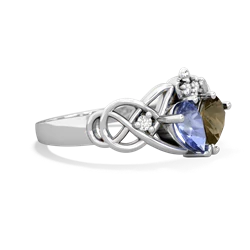 Tanzanite 'One Heart' Celtic Knot Claddagh 14K White Gold ring R5322