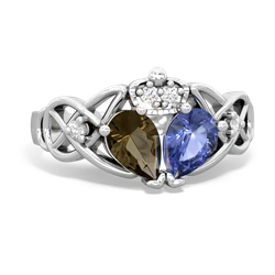 Tanzanite 'One Heart' Celtic Knot Claddagh 14K White Gold ring R5322