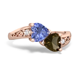 Tanzanite Snuggling Hearts 14K Rose Gold ring R2178