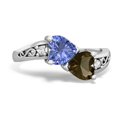 Tanzanite Snuggling Hearts 14K White Gold ring R2178