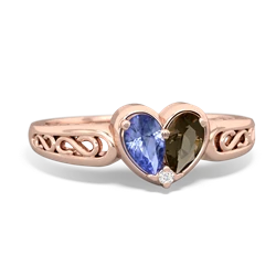 Tanzanite Filligree 'One Heart' 14K Rose Gold ring R5070