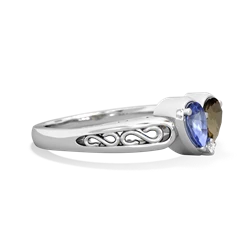 Tanzanite Filligree 'One Heart' 14K White Gold ring R5070