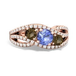 Tanzanite Three Stone Aurora 14K Rose Gold ring R3080