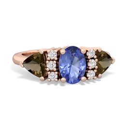 Tanzanite Antique Style Three Stone 14K Rose Gold ring R2186