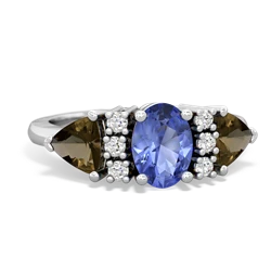 Tanzanite Antique Style Three Stone 14K White Gold ring R2186