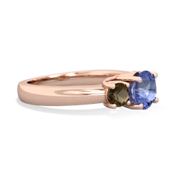 Tanzanite Three Stone Round Trellis 14K Rose Gold ring R4018