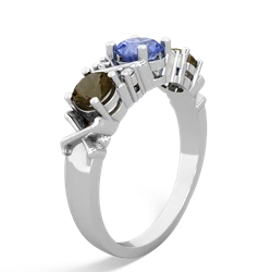 Tanzanite Hugs And Kisses 14K White Gold ring R5016