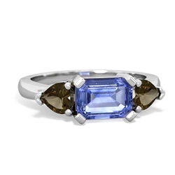 Tanzanite Three Stone 14K White Gold ring R5235