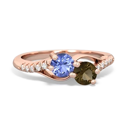 Tanzanite Infinity Pave Two Stone 14K Rose Gold ring R5285