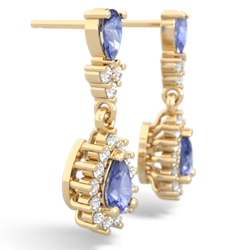 Tanzanite Halo Pear Dangle 14K Yellow Gold earrings E1882