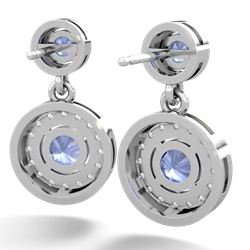 Tanzanite Halo Dangle 14K White Gold earrings E5319