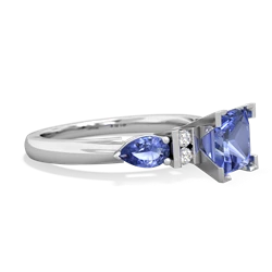 Lab Sapphire 6Mm Princess Eternal Embrace Engagement 14K White Gold ring C2002