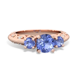 Tanzanite Art Deco Eternal Embrace Engagement 14K Rose Gold ring C2003