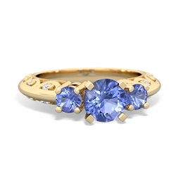 Tanzanite Art Deco Eternal Embrace Engagement 14K Yellow Gold ring C2003