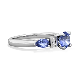 Blue Topaz 6Mm Round Eternal Embrace Engagement 14K White Gold ring R2005