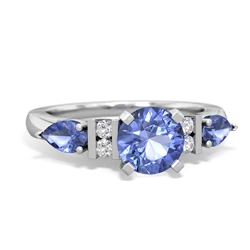Blue Topaz 6Mm Round Eternal Embrace Engagement 14K White Gold ring R2005