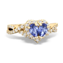 Tanzanite Diamond Twist 'One Heart' 14K Yellow Gold ring R2640HRT