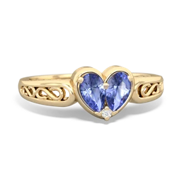 Tanzanite Filligree 'One Heart' 14K Yellow Gold ring R5070