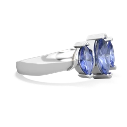 Lab Sapphire Three Peeks 14K White Gold ring R2433