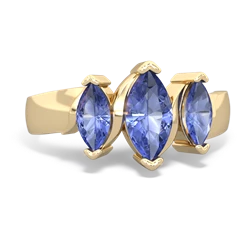 Lab Sapphire Three Peeks 14K Yellow Gold ring R2433