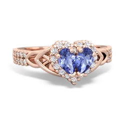 Tanzanite Celtic Knot Two Hearts As One 14K Rose Gold ring R2644HRT