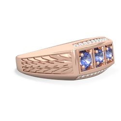 Ruby Three Stone Tire Tread Men's 14K Rose Gold ring R0520