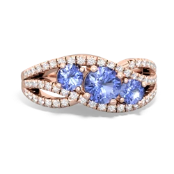 Blue Topaz Three Stone Aurora 14K Rose Gold ring R3080