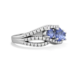 Lab Sapphire Three Stone Aurora 14K White Gold ring R3080