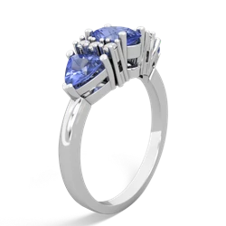 Lab Sapphire Antique Style Three Stone 14K White Gold ring R2186