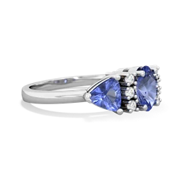 Lab Sapphire Antique Style Three Stone 14K White Gold ring R2186