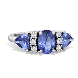 Tanzanite Antique Style Three Stone 14K White Gold ring R2186