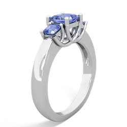 Tanzanite Three Stone Trellis 14K White Gold ring R4015