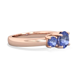 Lab Sapphire Three Stone Round Trellis 14K Rose Gold ring R4018