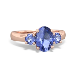 Tanzanite Three Stone Oval Trellis 14K Rose Gold ring R4024