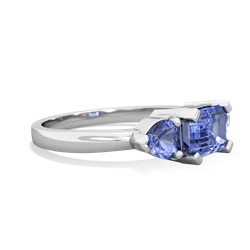 Lab Sapphire Three Stone 14K White Gold ring R5235