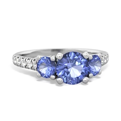 Lab Sapphire Pave Trellis 14K White Gold ring R5500