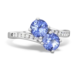 Tanzanite Channel Set Two Stone 14K White Gold ring R5303