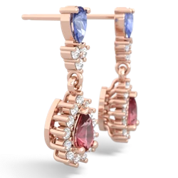 Tanzanite Halo Pear Dangle 14K Rose Gold earrings E1882