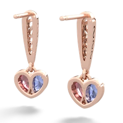Tanzanite Filligree Heart 14K Rose Gold earrings E5070